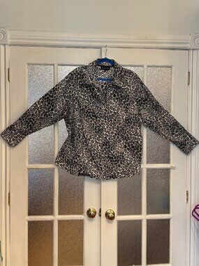 Leopard Print Women's Dress Shirt with Double Invisible Zipper! 100% cotton